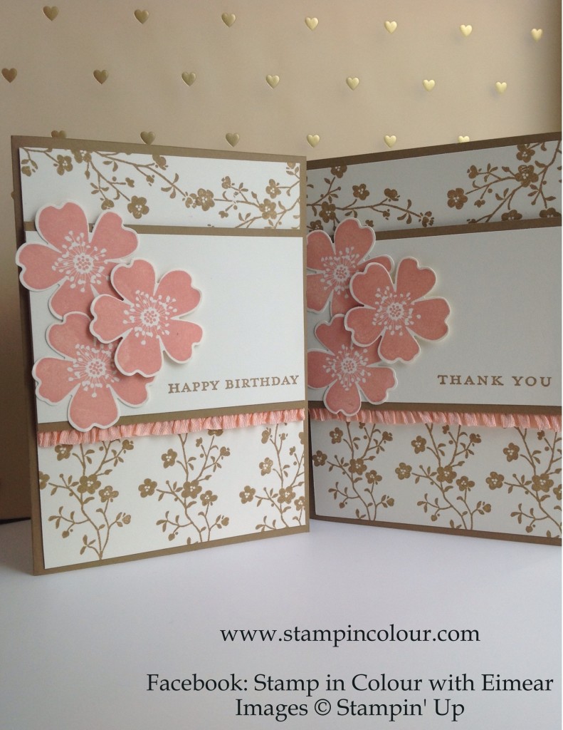 Stampin' Up Morning Meadow with Stretch Ruffle Trim, Baked Brown Sugar and Crisp Cantaloupe 1-001