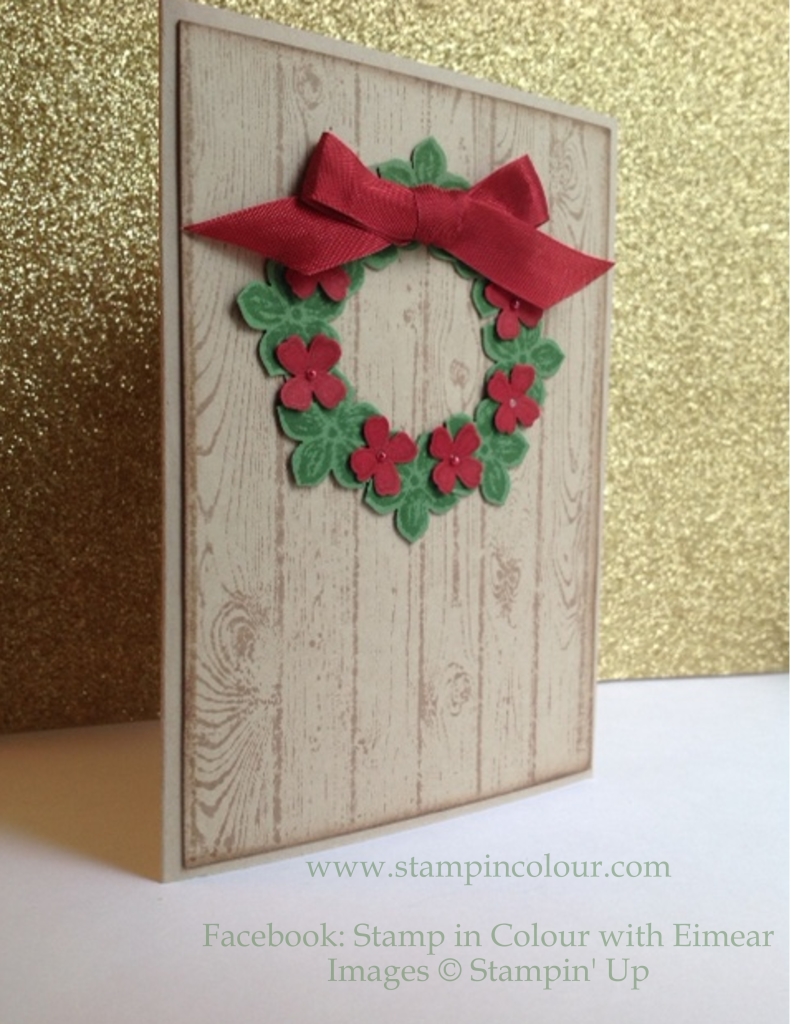 Stampin' Up Christmas Wreath with petite petals and hardwood-001