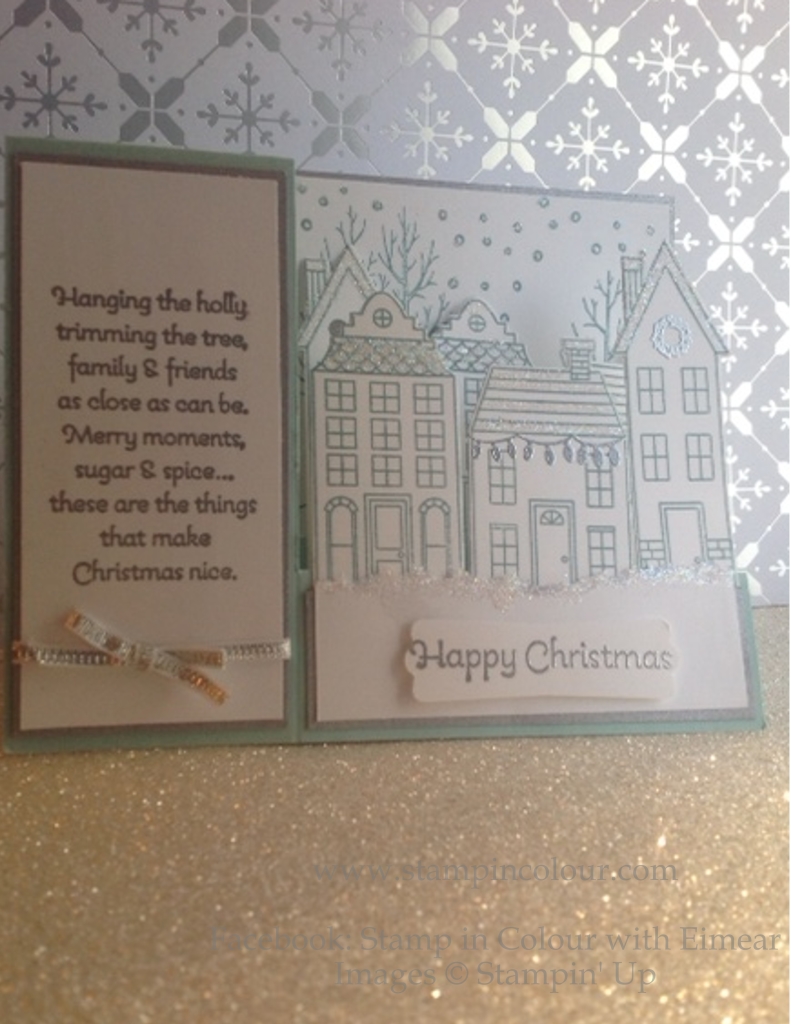 Stampin' Up Stair Step Card Holiday Home Soft Sky front view-001