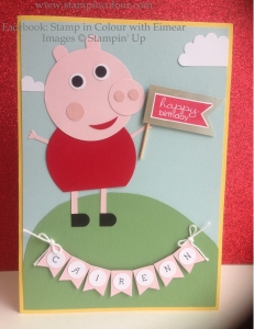 Stampin' Up Peppa Pig Punch Art Children's Birthday Card-001