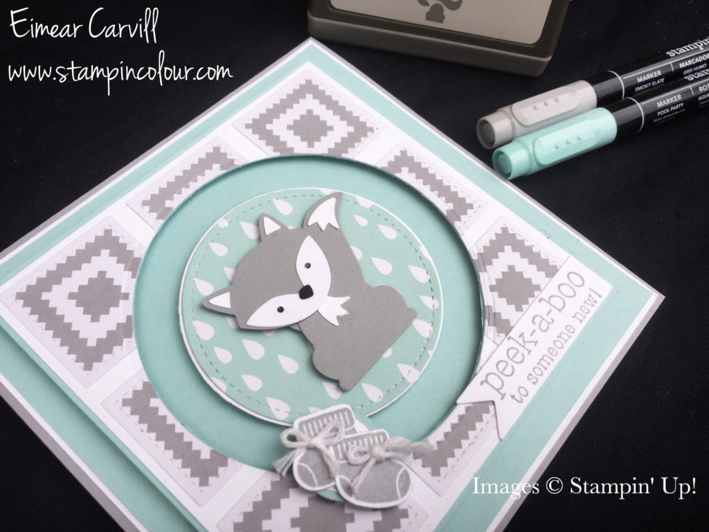 Stamping Up Foxy Friends baby boy spinner card
