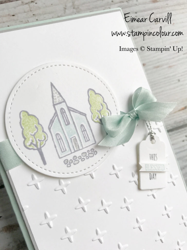 Eimear Carvill, www.stampincolour.com, Christening card, Stampin' Up hostess set In the City, handmade christening card, papercrafting, Wiltshire crafts