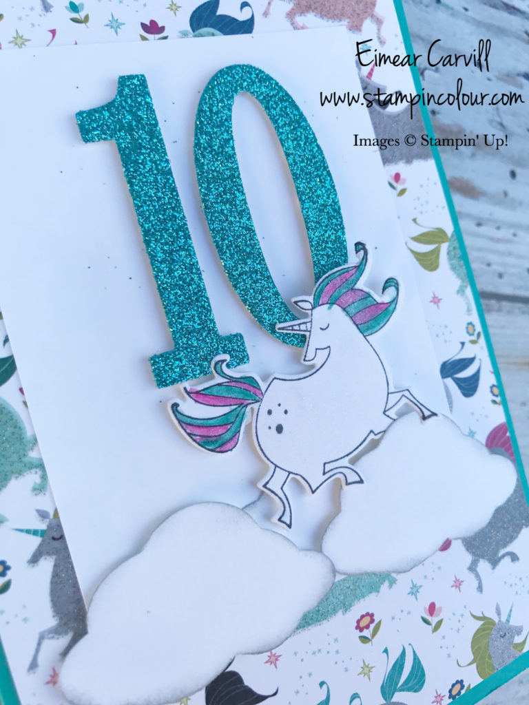 Stampin' Up! Magical Day Unicorn Handmade Birthday Card for Young girl, Eimear Carvill www.stampincolour.com