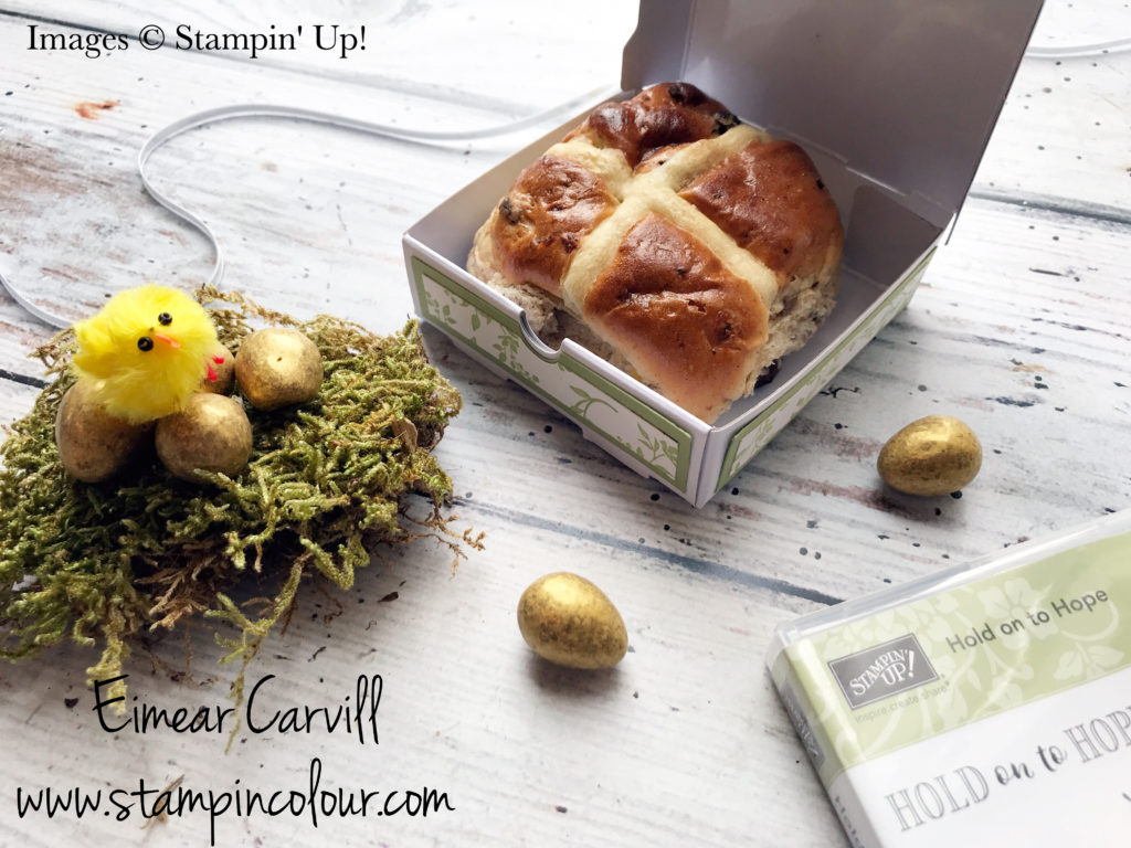 Mini Pizza Box with Hold on To Hope Bundle for Easter, Eimear Carvill , www.stampincolour.com, Stampin Creative Blog Hop Cooking up a Storm