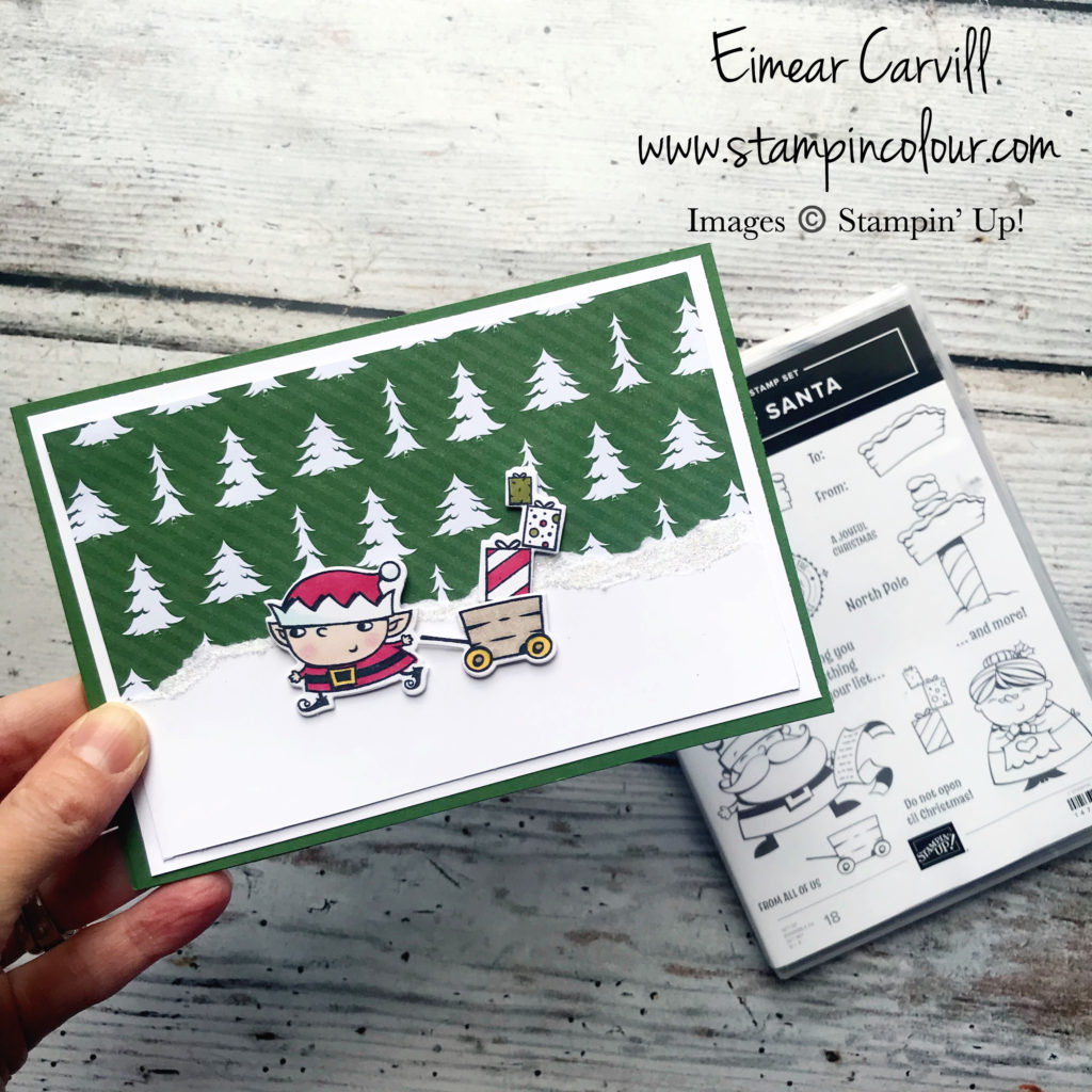 Stampin' Up Santa's Workshop Wiper Card, Eimear Carvill www.stampincolour.com, Signs of Santa stamp set, Pop-up Christmas card, handmade Christmas cards, Snta