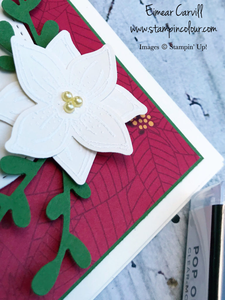 Pop of Petals Festive Flowers Christmas card, Christmas Poinsettia, Christmas Lillies, All is Bright DSP, Stampin' Up! Handmade Cards and Gifts, Handmade Christmas