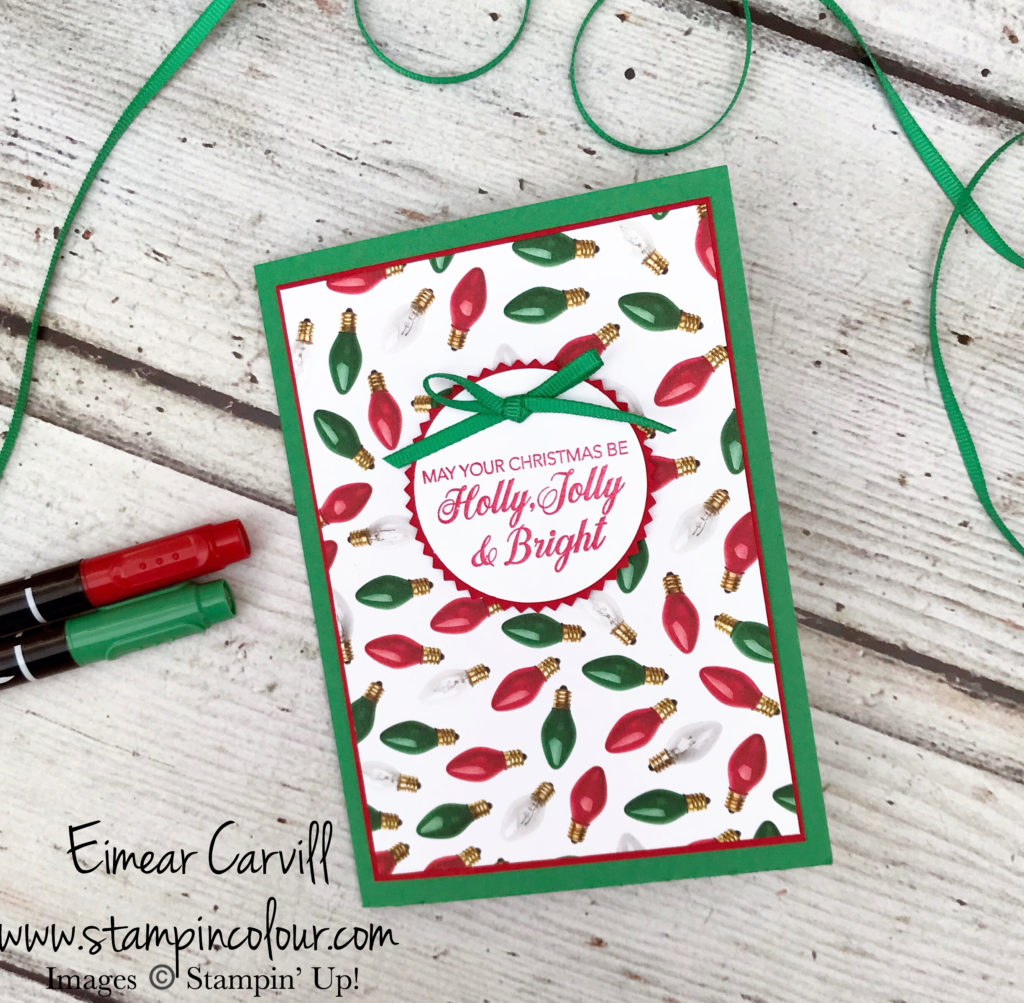 Simple stamping, all is bright DSP, Eimear Carvill, www.stampincolour.com, quick and easy Christmas, handmade Christmas, handmade cards and gifts, hand-stamped cards, traditional Christmas