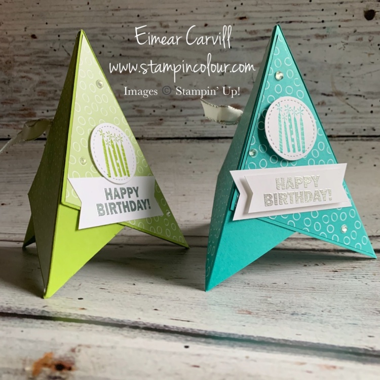QUick and easy teepee cards in Granny Apple Green and Bermuda Bay SAB 2021 DSP