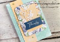 A thank you card featuring the delicate colours of Stampin' Ups Hand-Penned Suite