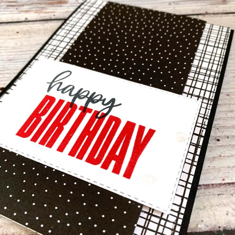 A Black and White Birthday card using the Host paper Pattern Party with a pop of colour and Stampin' Up's Biggest Wish stamp set