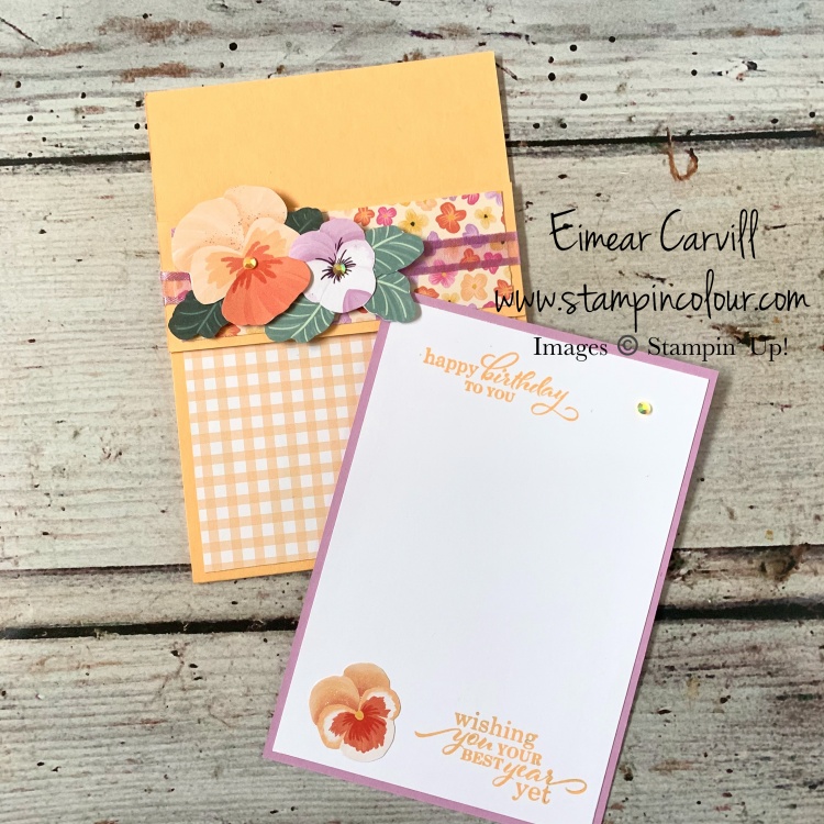 A fun fancy fold using the gorgeous Pansy Petals DSP from Stampin' Up together with the Best Year stamp set in this year's fresh, new in-colour Pale Papaya from Eimear Carvill at www.stampincolour.com