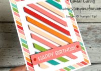 A colourful birthday card featuring Pattern Party DSP and the Floating Cardstock technique