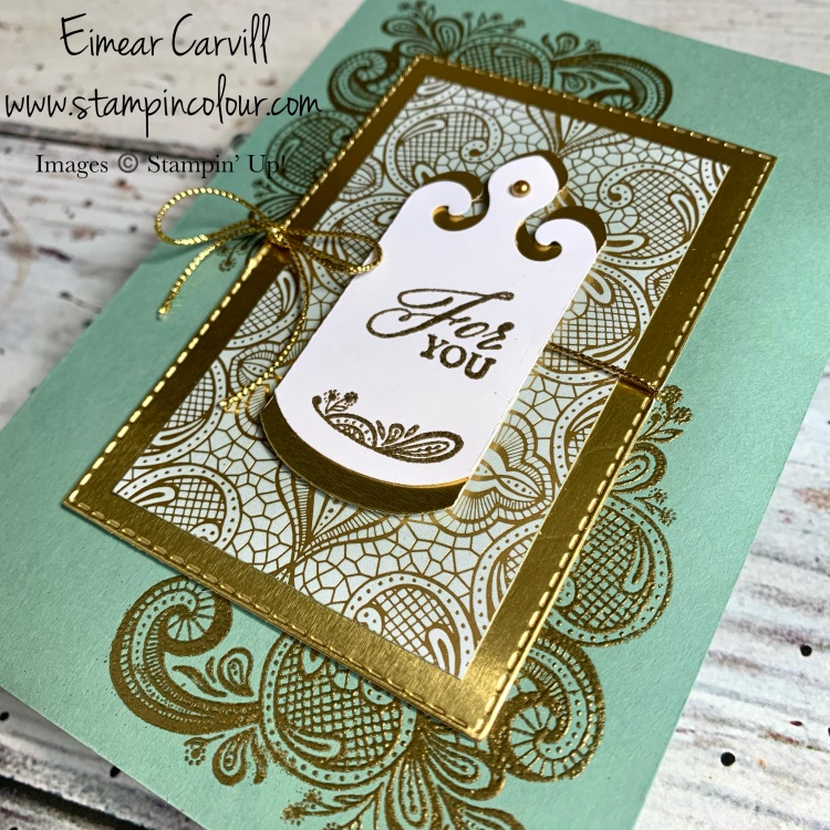 A beautifully elegant card in shades of Soft Succulent and Gold using the Simply Elegant Suite from Stampin' Up!
