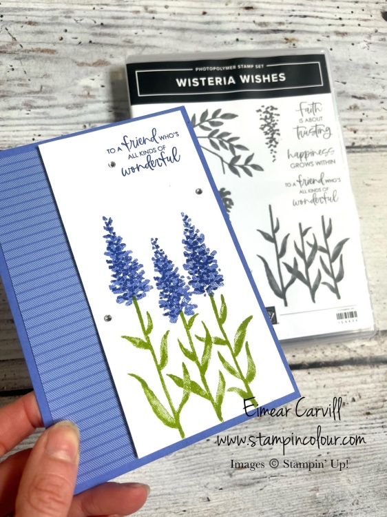 Wisteria Wishes in shades of Orchid Oasis and Starry Sky to create a simple but beautiful floral card